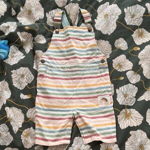 Striped Rainbow Patch Kids Overalls - Multicolor